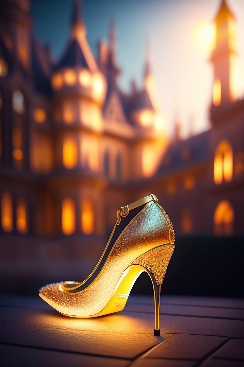 high heel, city, shoes, cinderella, fantasy, castle, storytale, nature, glow, sunset